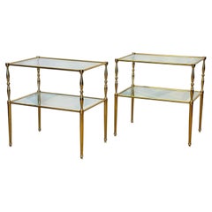 Pair of brass and glass coffee tables, Italian Hollywood Regency style, 1970s