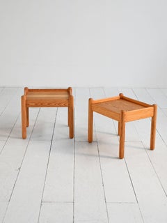 Pair of Scandinavian solid pine coffee tables, 1970s