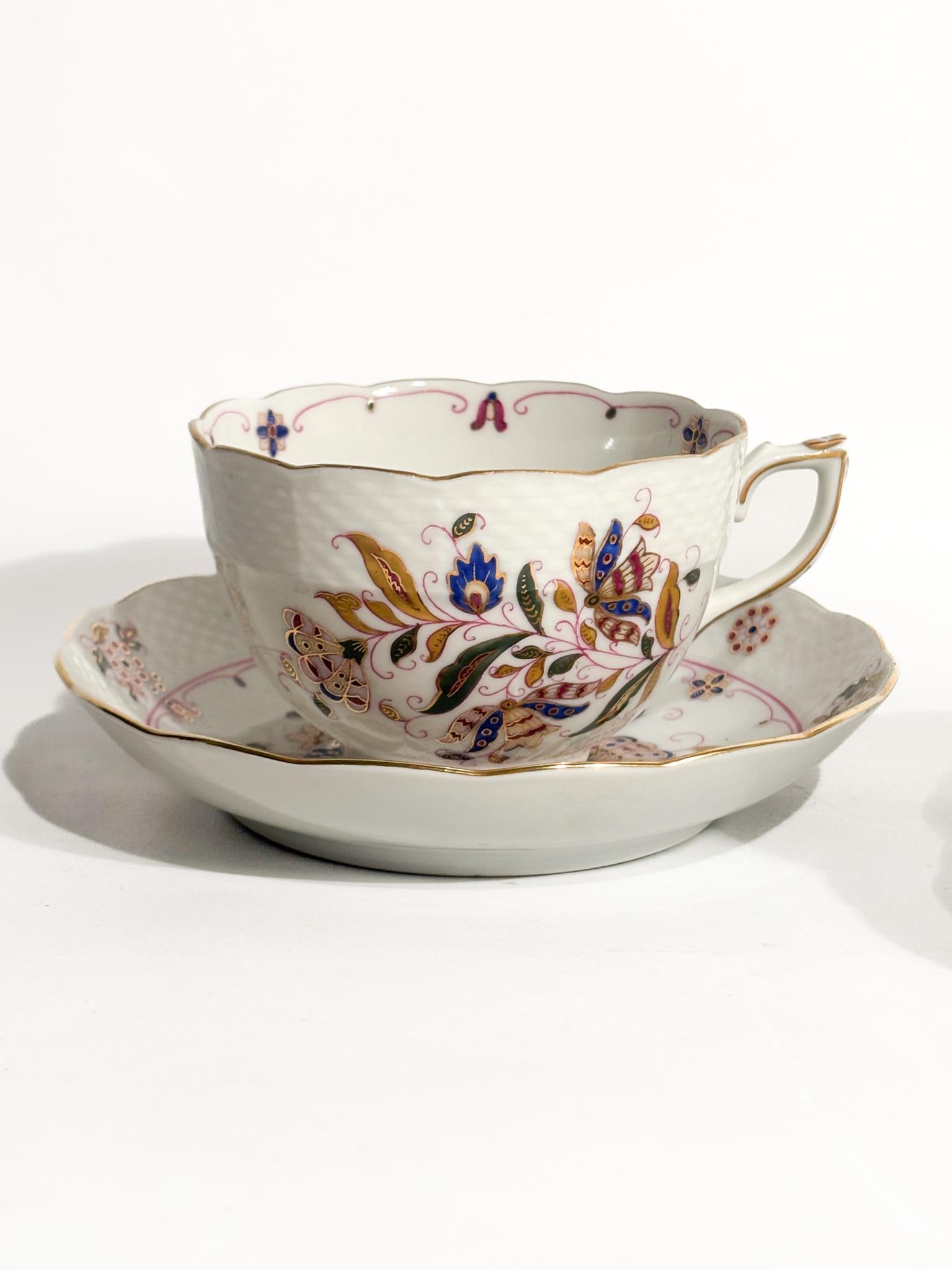 Mid-Century Modern Pair of Porcelain Mugs by Herend Candida Tupini Napoli For Sale