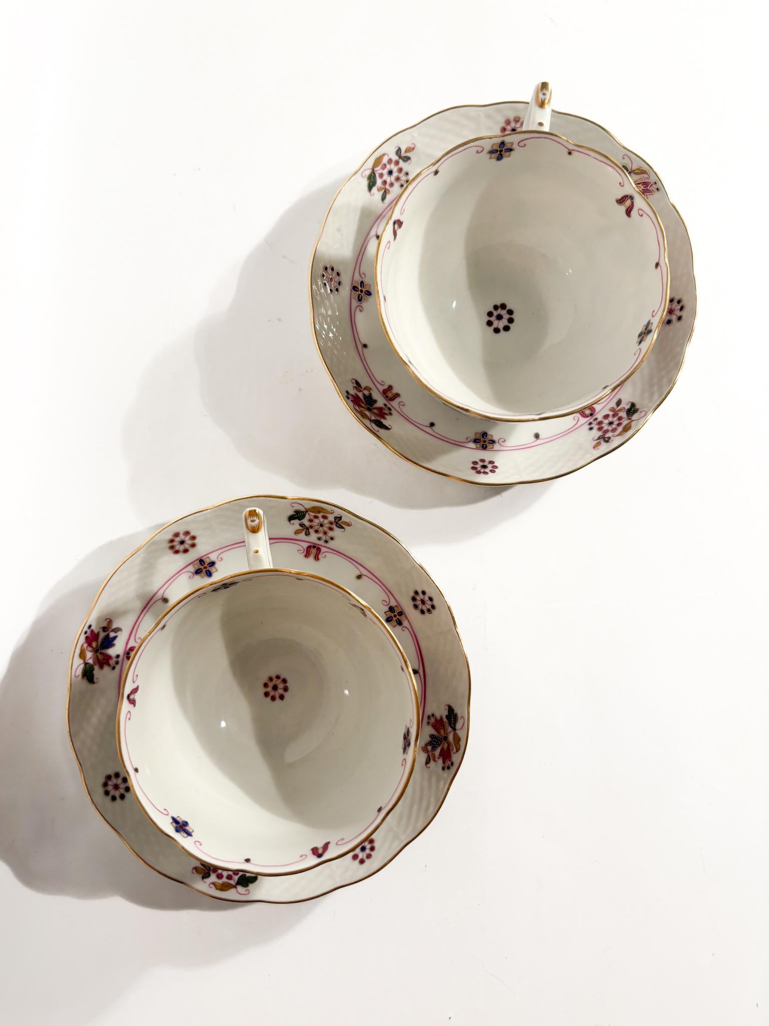 Czech Pair of Porcelain Mugs by Herend Candida Tupini Napoli For Sale