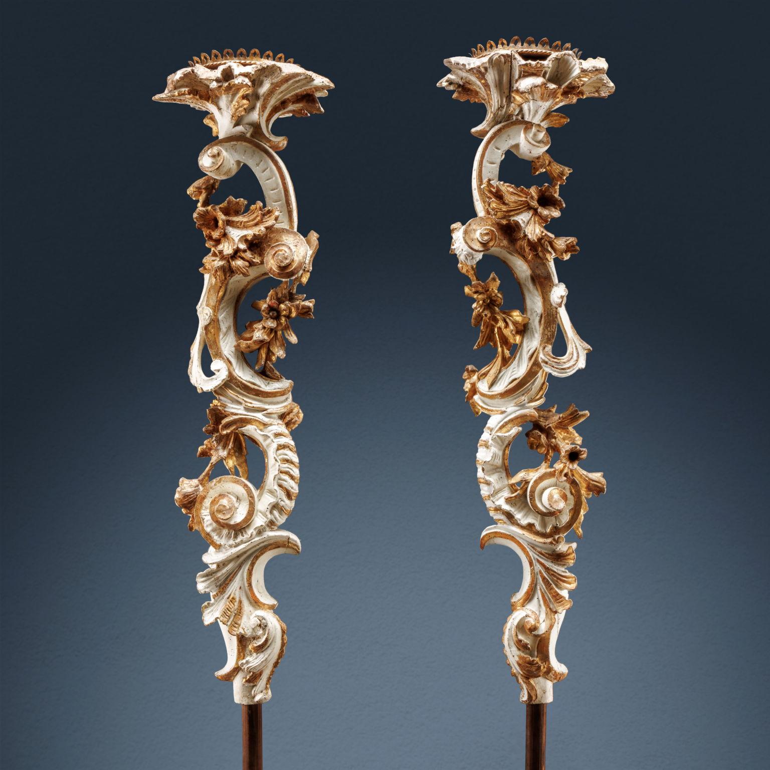 Baroque Pair of Torciere Milan, c. 1750. For Sale