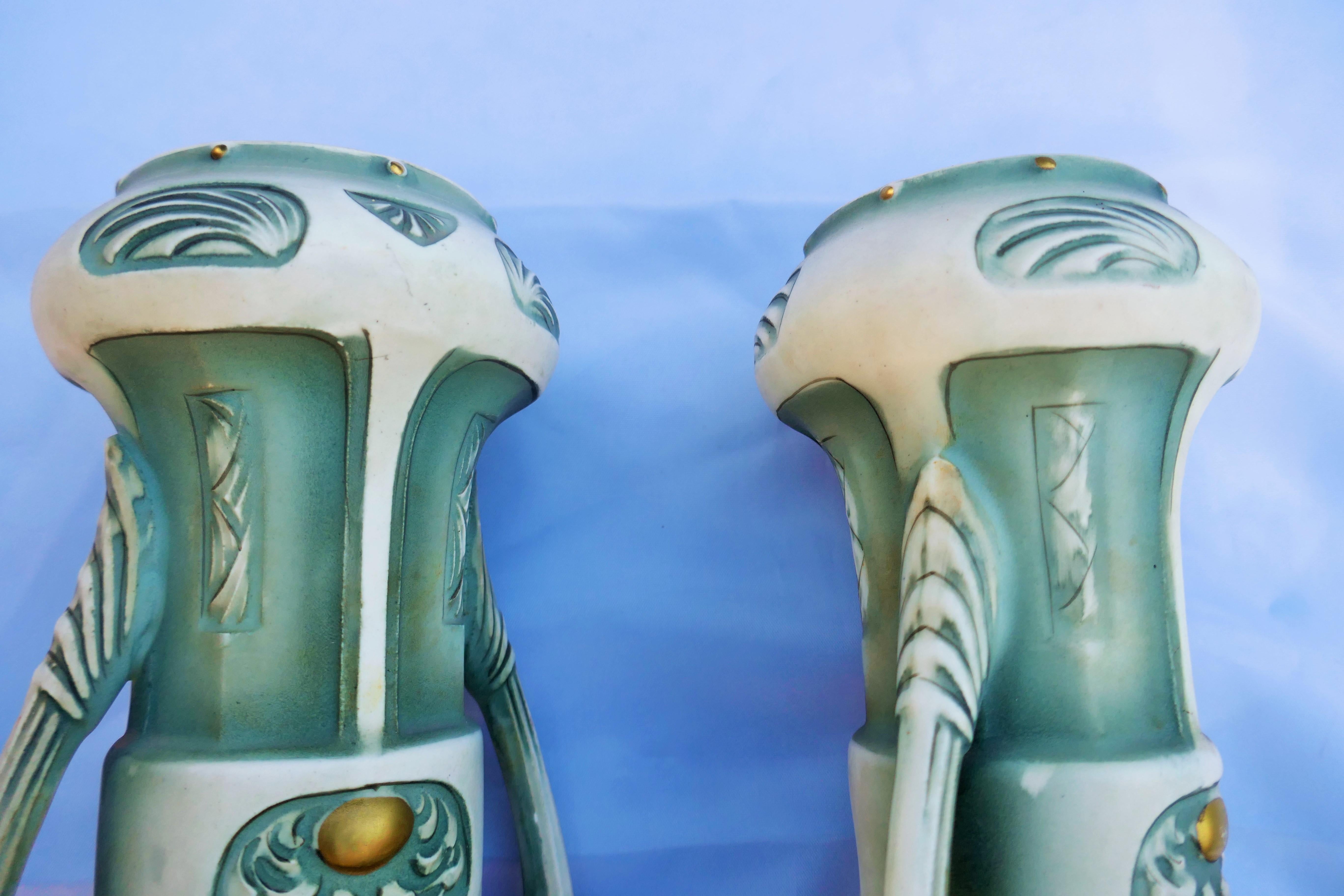 Austrian Pair of vases attributed to Robert Hanke for Royal Wettina For Sale