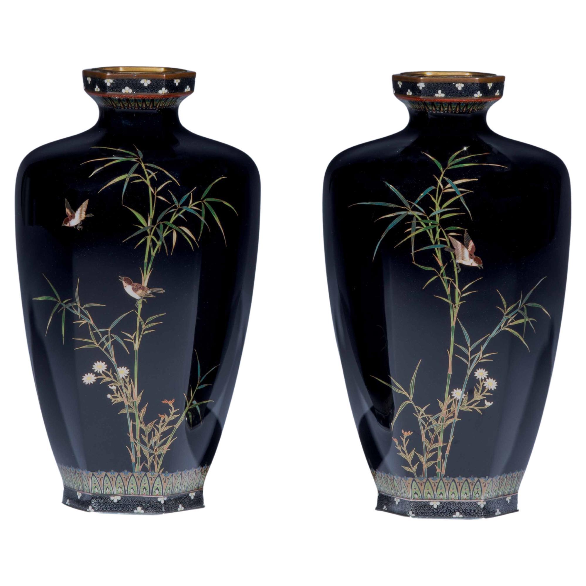 Pair of cloisonné vases attributed to Hayashi Kodenji