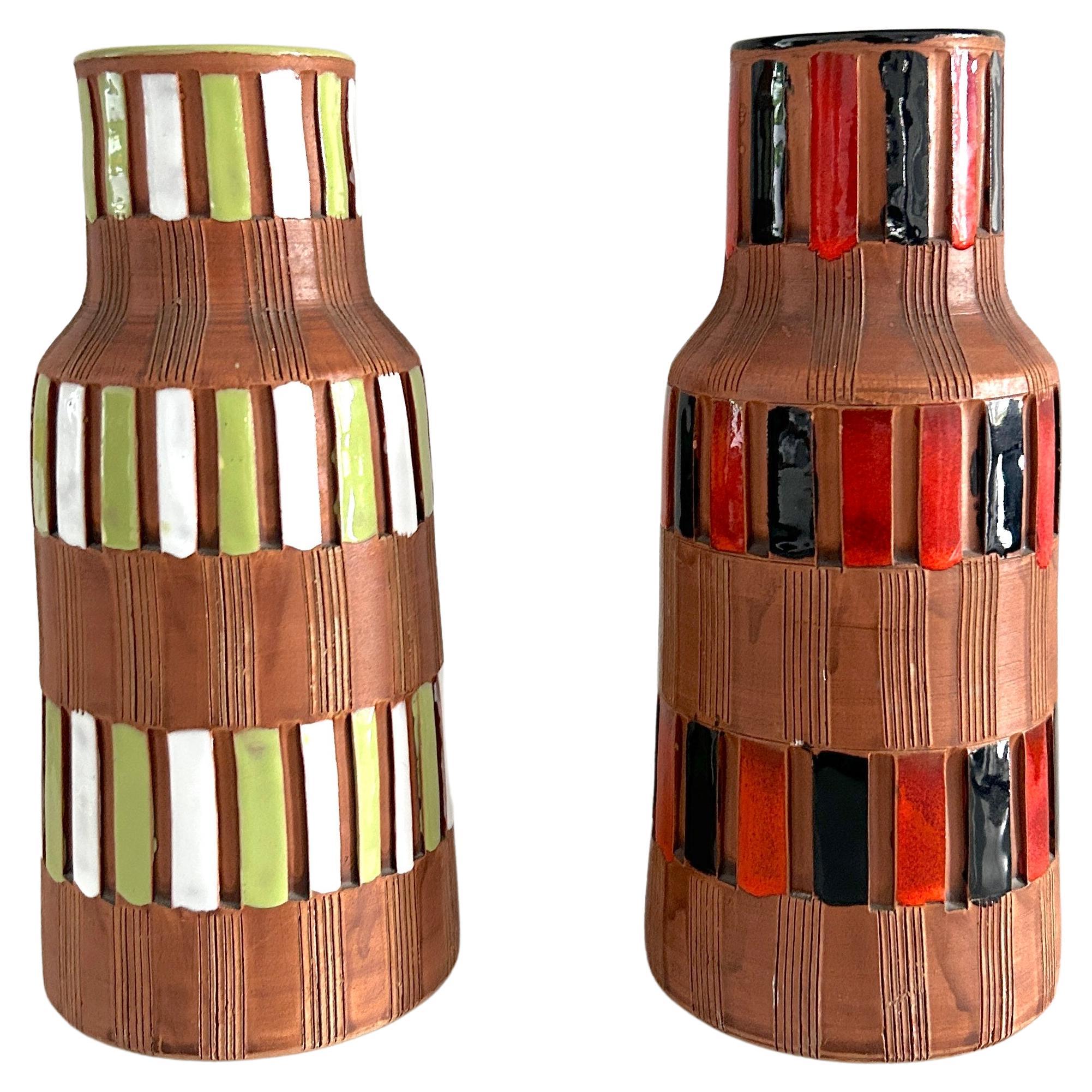 Coppia di Vasi in ceramica Bitossi, anni '60 For Sale