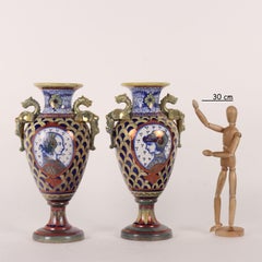Coppia di Vasi in Maiolica a Lustro Gualdo Tadino Umbria Italia Anni '30