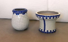 Coppia di vasi in mosaico Bisazza, anni 90