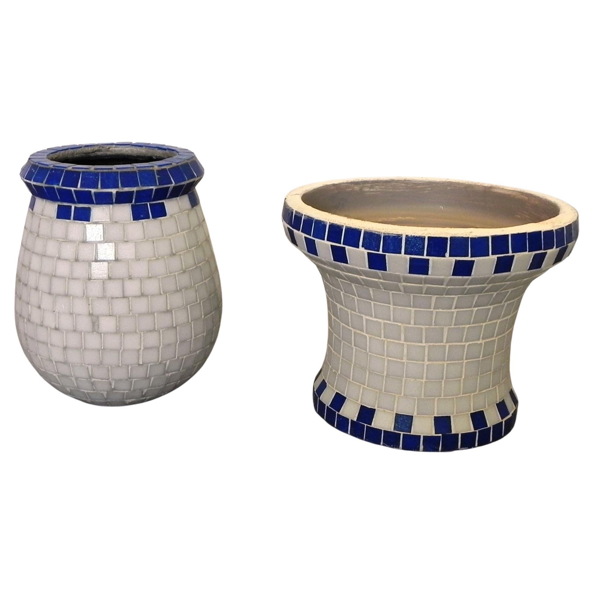 Coppia di vasi in mosaico Bisazza, anni 90