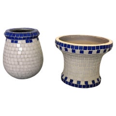 Coppia di vasi in mosaico Bisazza, anni 90
