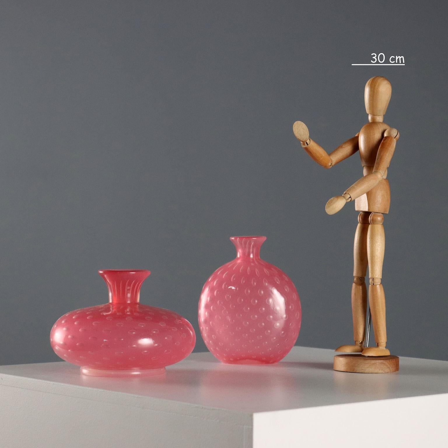 Mid-Century Modern Paire de vases en verre de Murano par Manifattura Seguso 1960s en vente