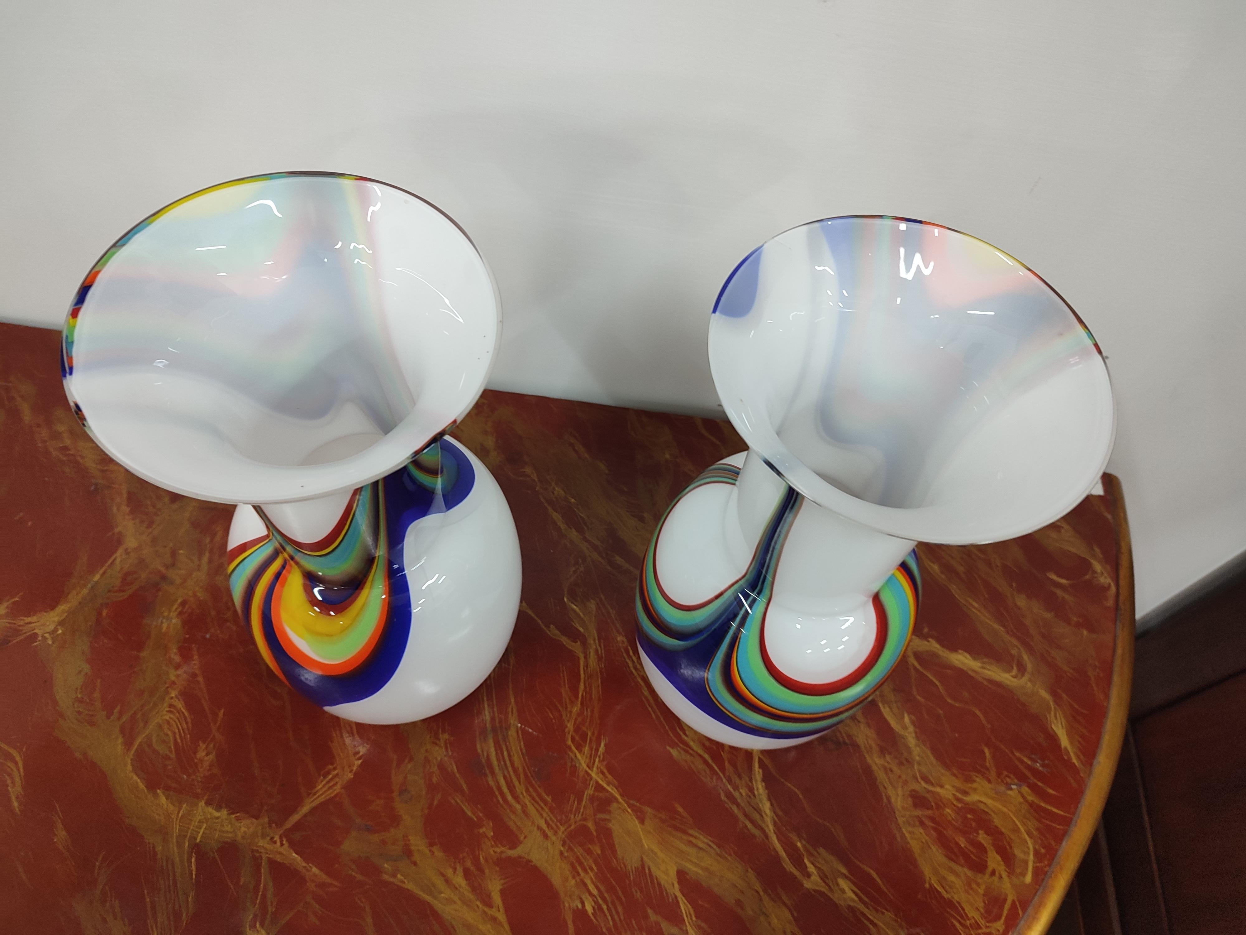 European Pair of blown glass vases  For Sale