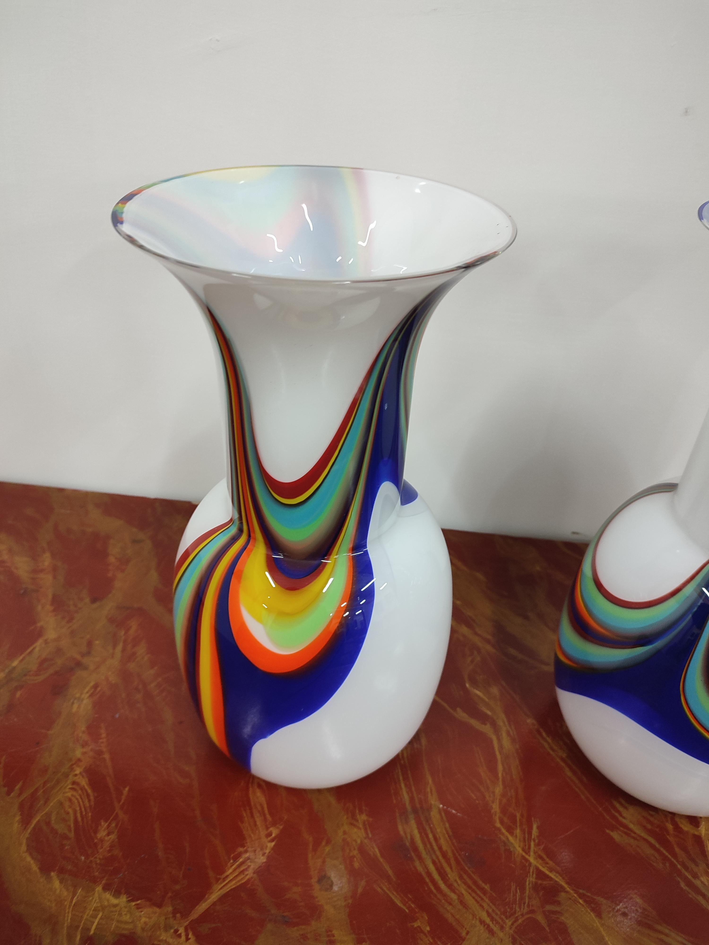 Hand-Crafted Pair of blown glass vases  For Sale