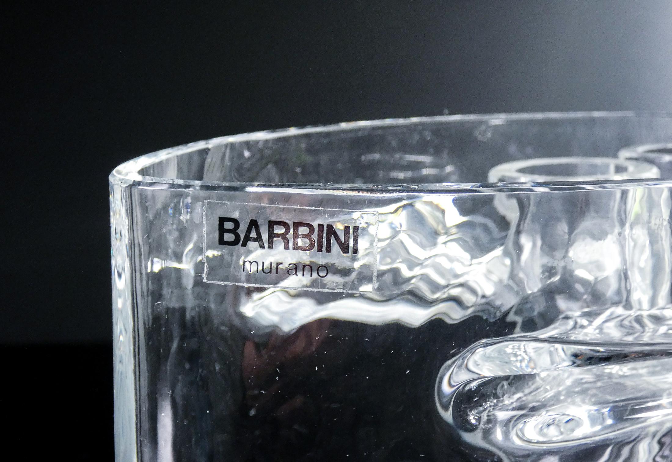 Pair of sonorous glass vases, design Alfredo BARBINI. Murano, 70s For Sale 6