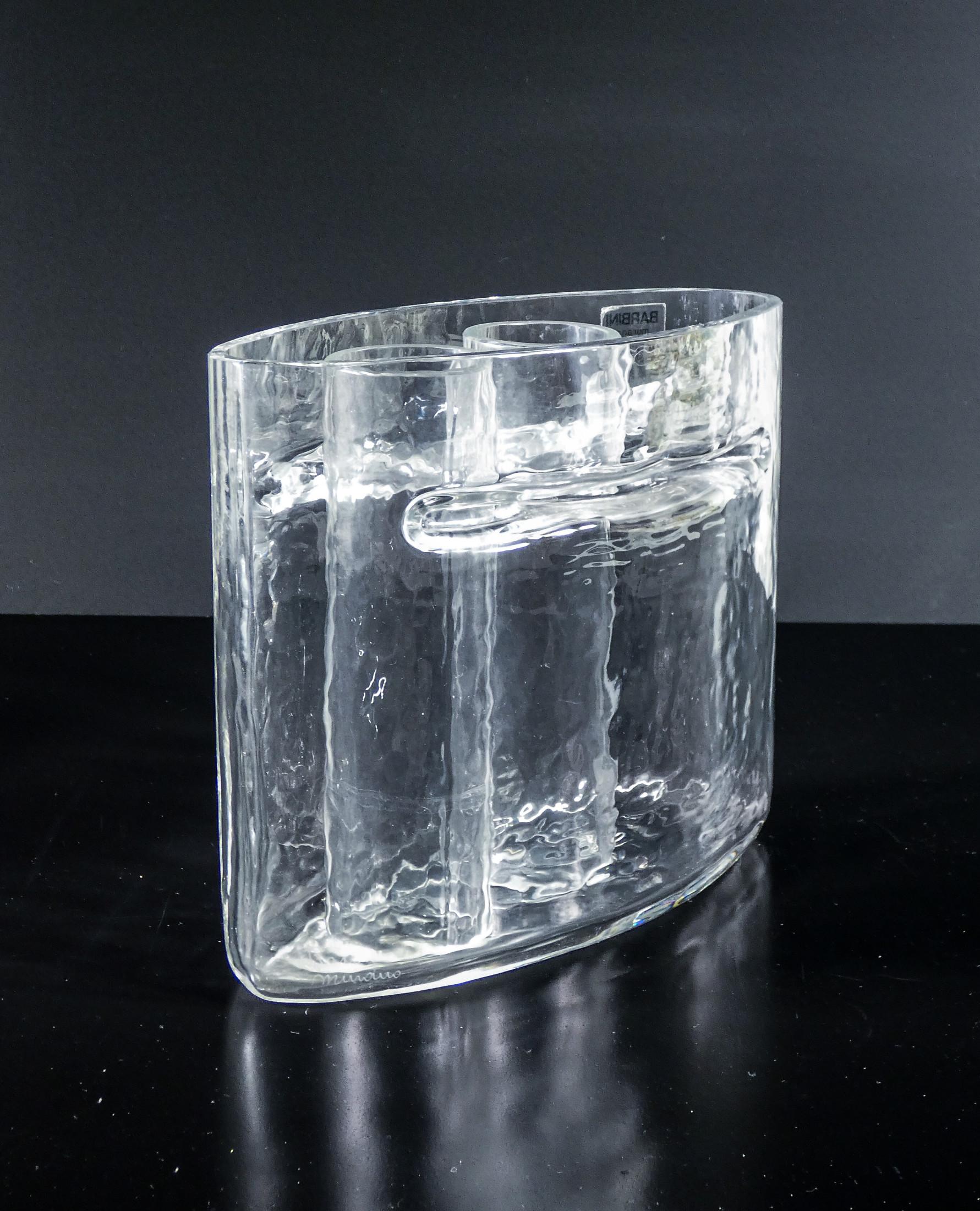Pair of sonorous glass vases, design Alfredo BARBINI. Murano, 70s For Sale 2