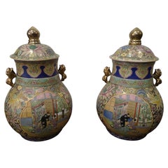 Paire de vases en potiche japonais des années 1920