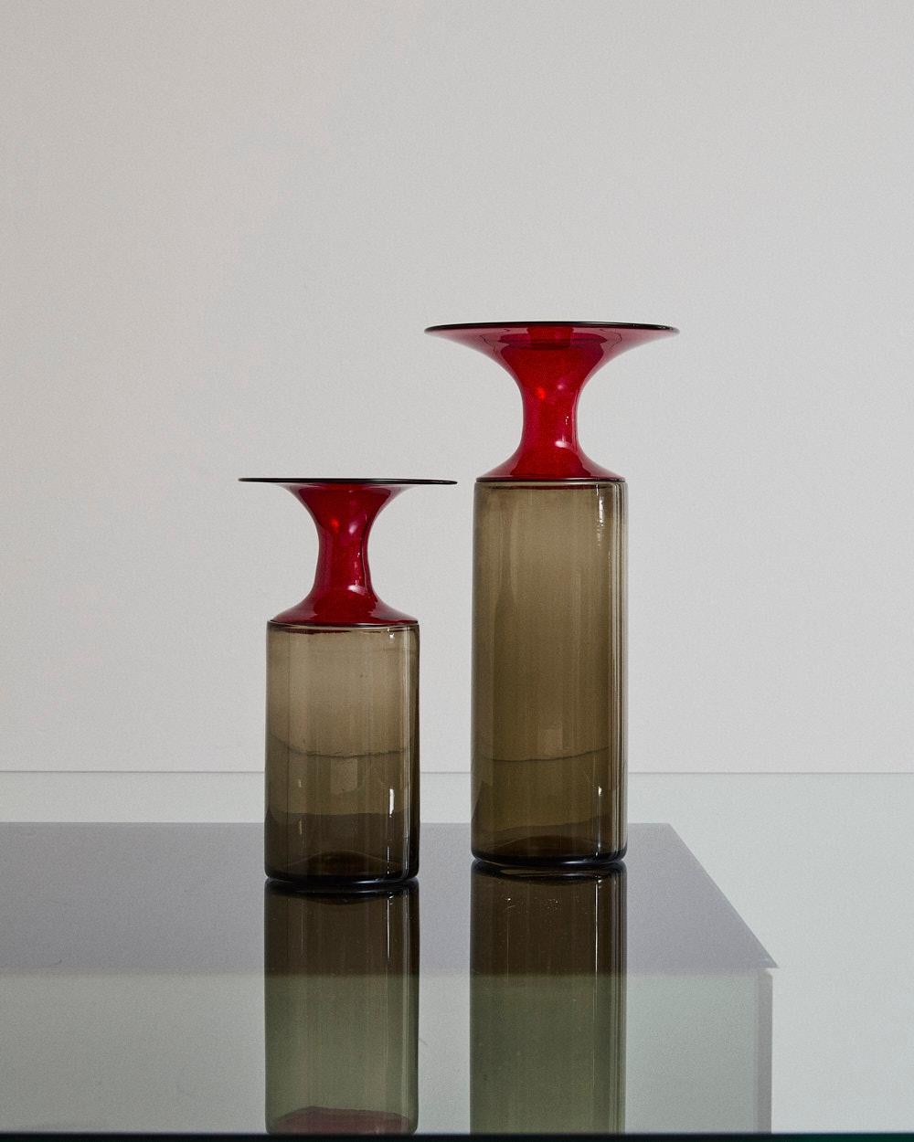 Mid-Century Modern Paire de vases de la série Lapponi en verre de Murano, Tapio Wirkkala pour Venini. en vente