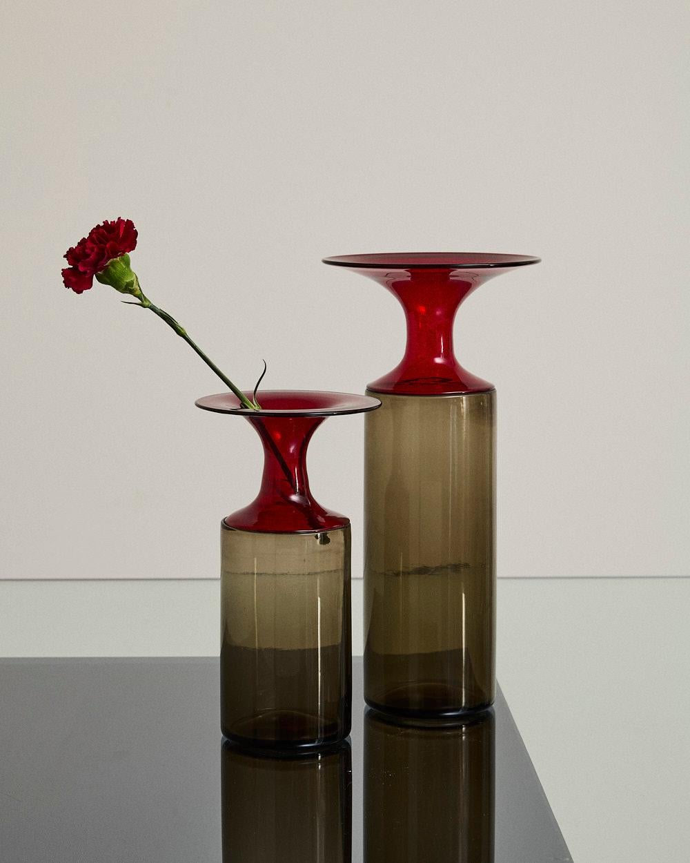 Italian Paire de vases de la série Lapponi en verre de Murano, Tapio Wirkkala pour Venini. en vente