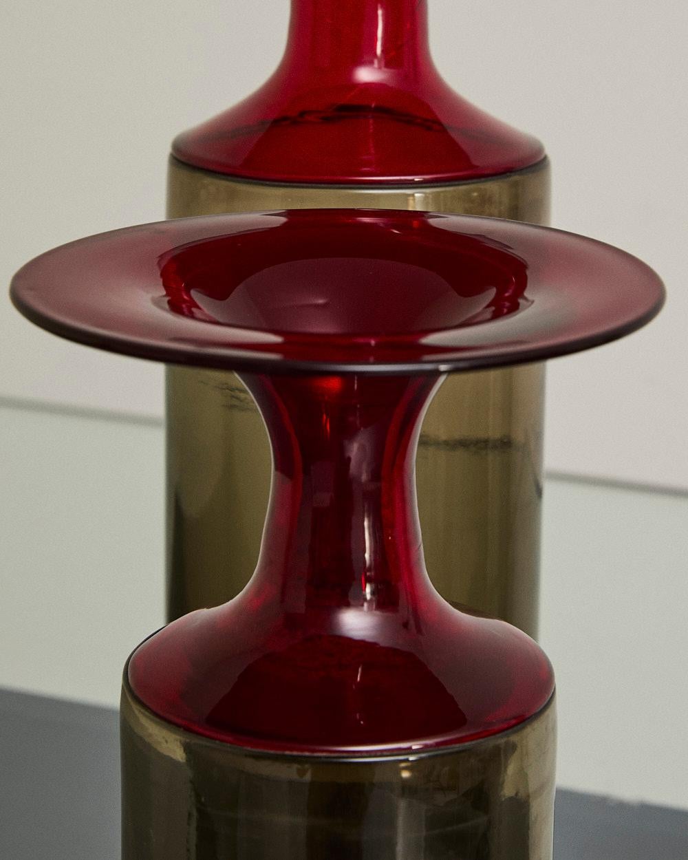 Mid-20th Century Paire de vases de la série Lapponi en verre de Murano, Tapio Wirkkala pour Venini. en vente