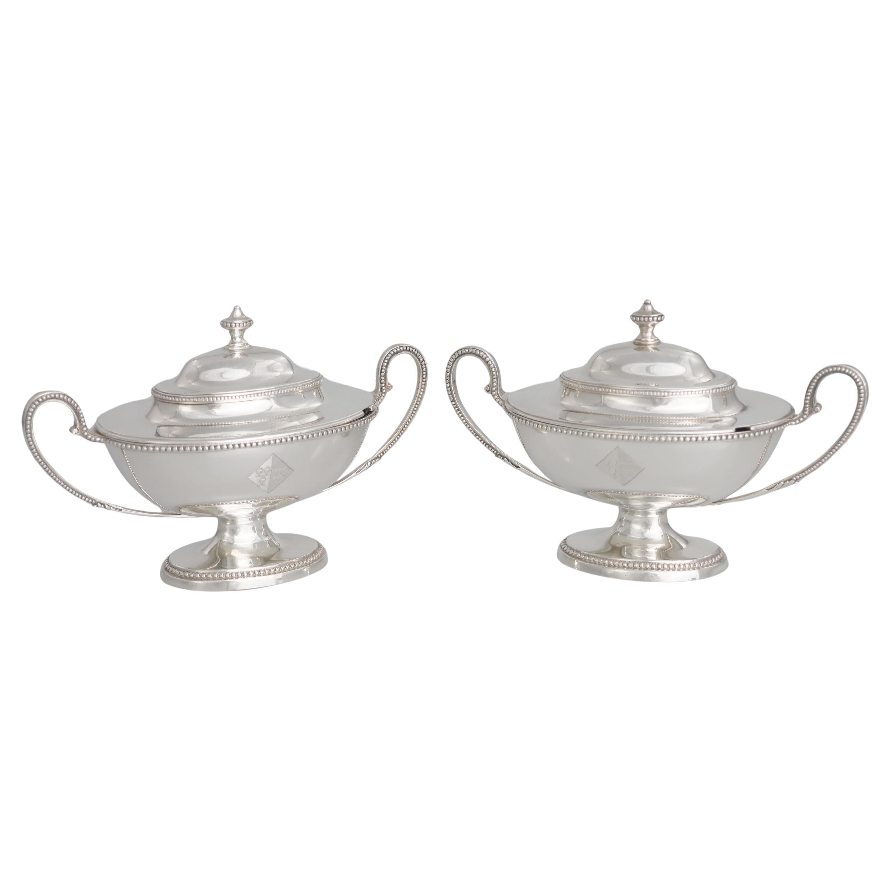 Pair of silver George III sugar bowls, Thomas Chawner, London, 1783