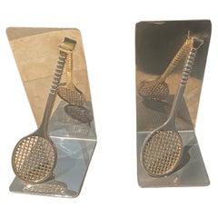 COPPIA FERMALIBRI - Ottone argentato (base) é dorato(racchette) - USA 1980.