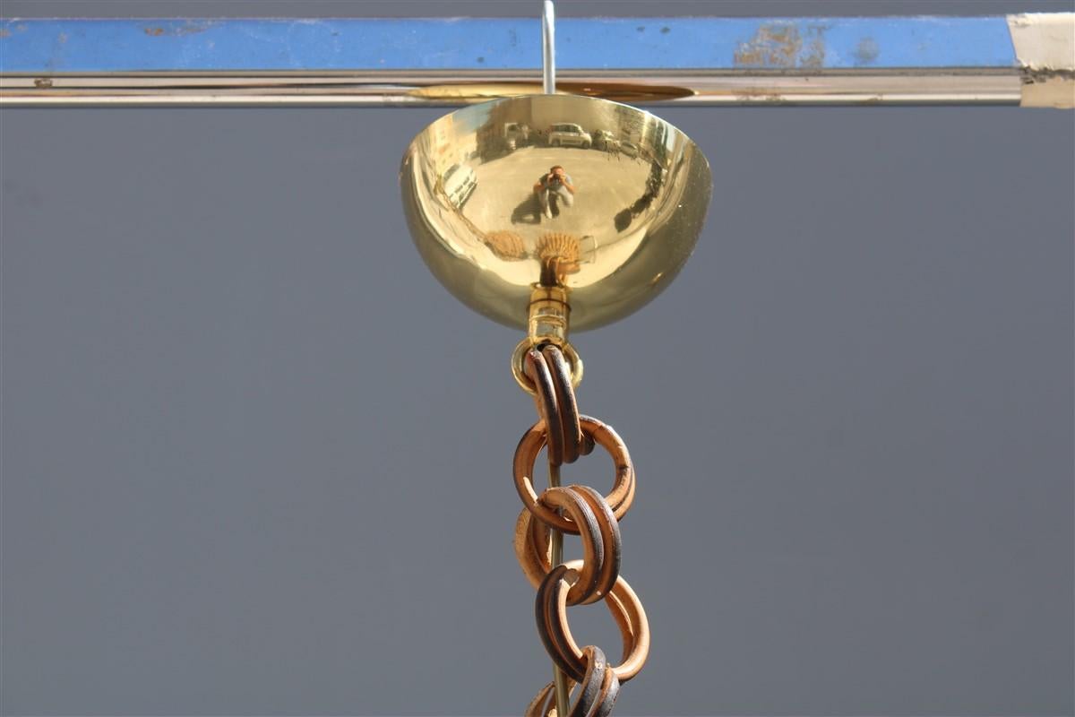 Pair Chandelier  Mid-century Bambù intertwined Italia 1950s Albini Style Brass 5