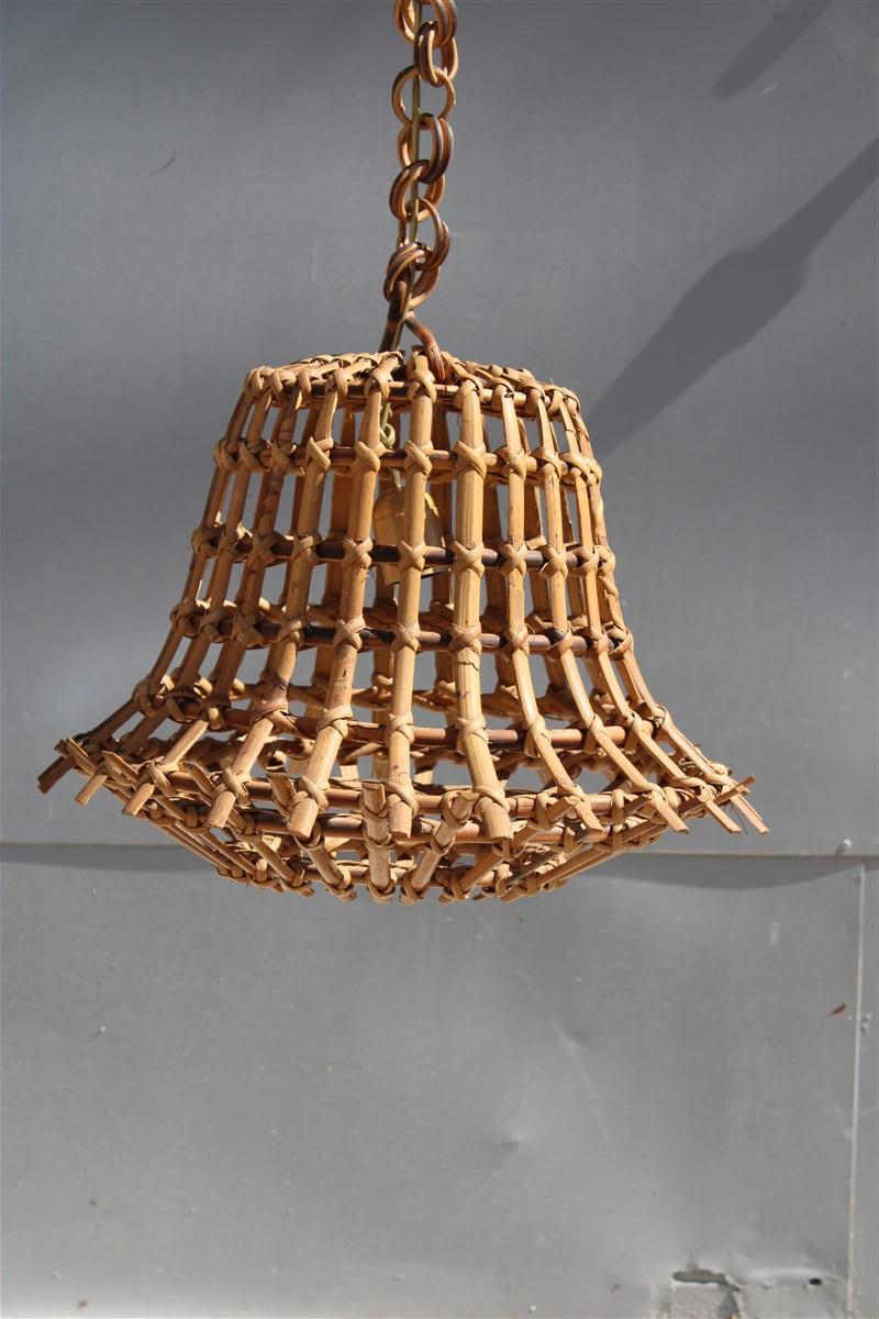 Italian Pair Chandelier  Mid-century Bambù intertwined Italia 1950s Albini Style Brass