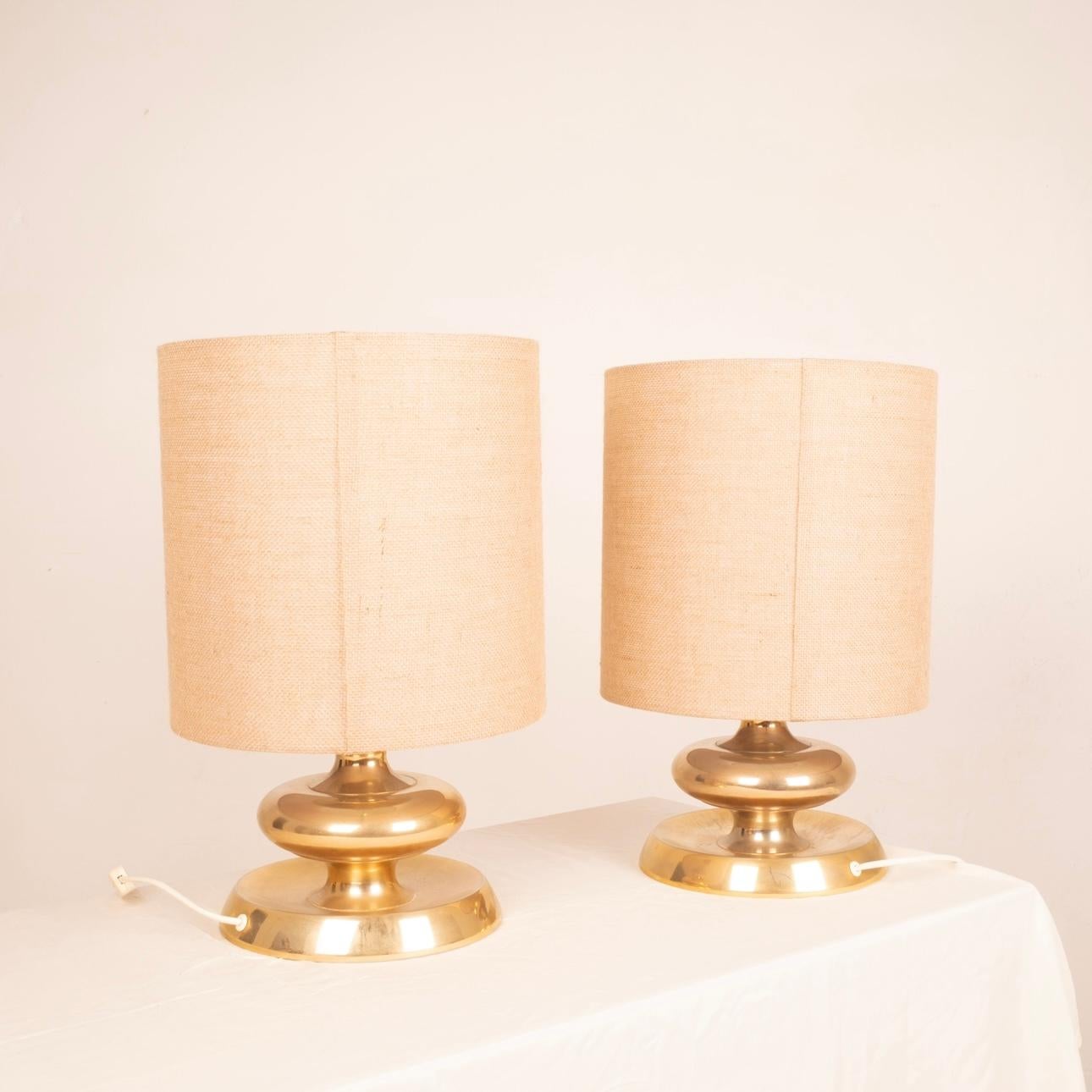 Italian Pair Lamps C-363 Gold Edition24K Lights Italy 1970 For Sale