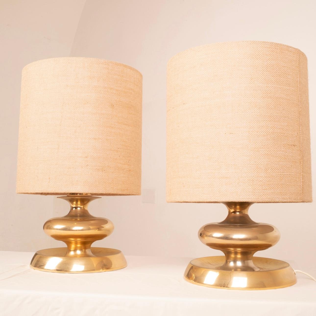 Late 20th Century Pair Lamps C-363 Gold Edition24K Lights Italy 1970 For Sale