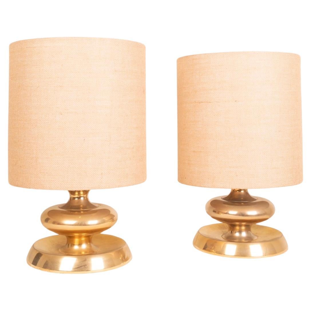 Pair Lamps C-363 Gold Edition24K Lights Italy 1970 For Sale