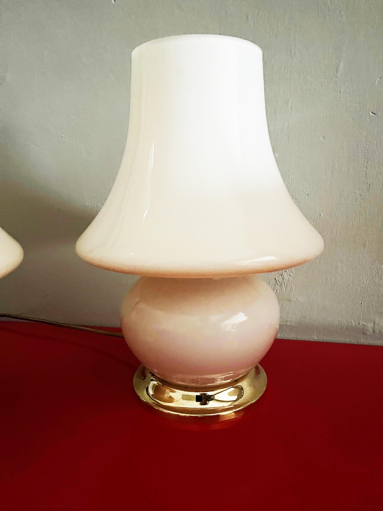 Late 20th Century Pair Mushroom Table Lamps 1970s For Sale
