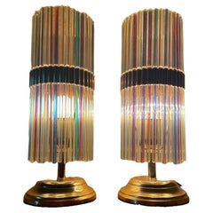 Coppia lampade da tavolo in vetro iridescente Gaetano Sciolari, 1960