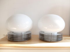 Tronconi Table Lamps: Italian Design with Steel Discs and Glass Shades