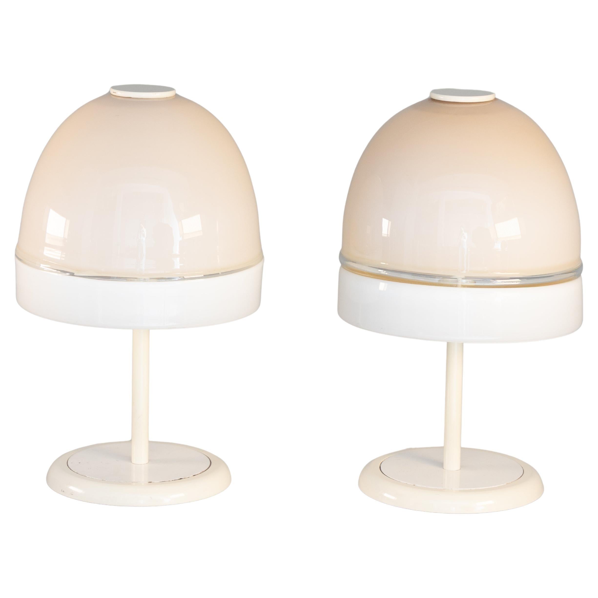 Pair of glass table lamps, Leucos 1970