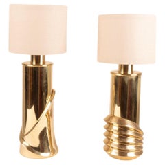 Coppia Lampade in Ottone mod."Belle Epoque" di Arch. G.C. Ferrero per Lipparini
