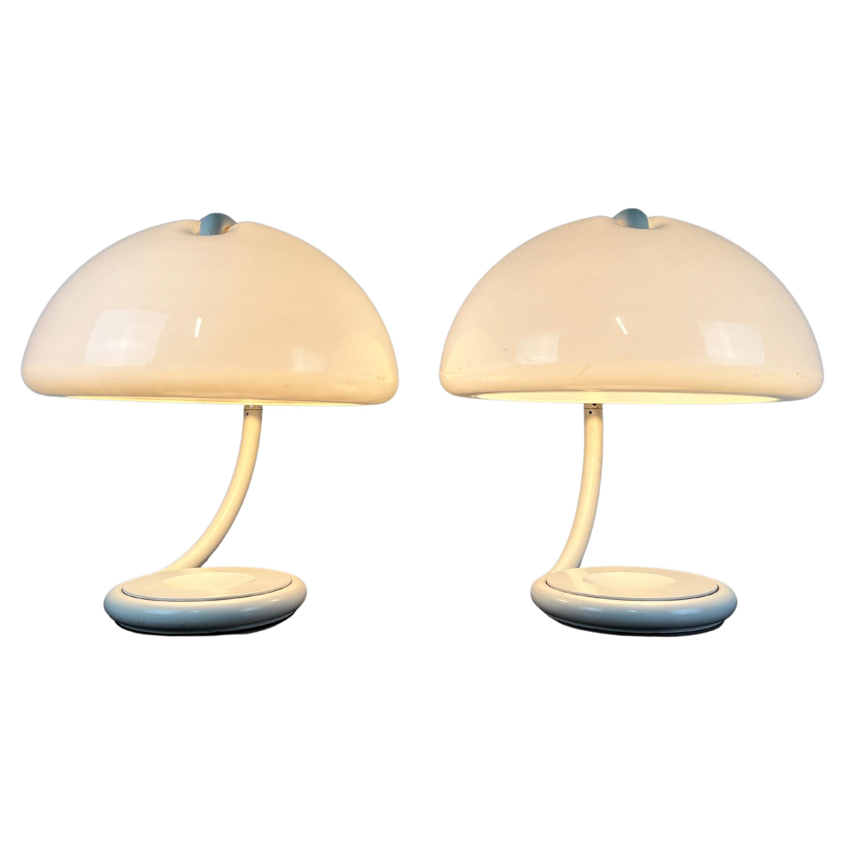 Pair of space age Cobra lamps by Elio Martinelli for Martinelli Luce 1960s' For Sale