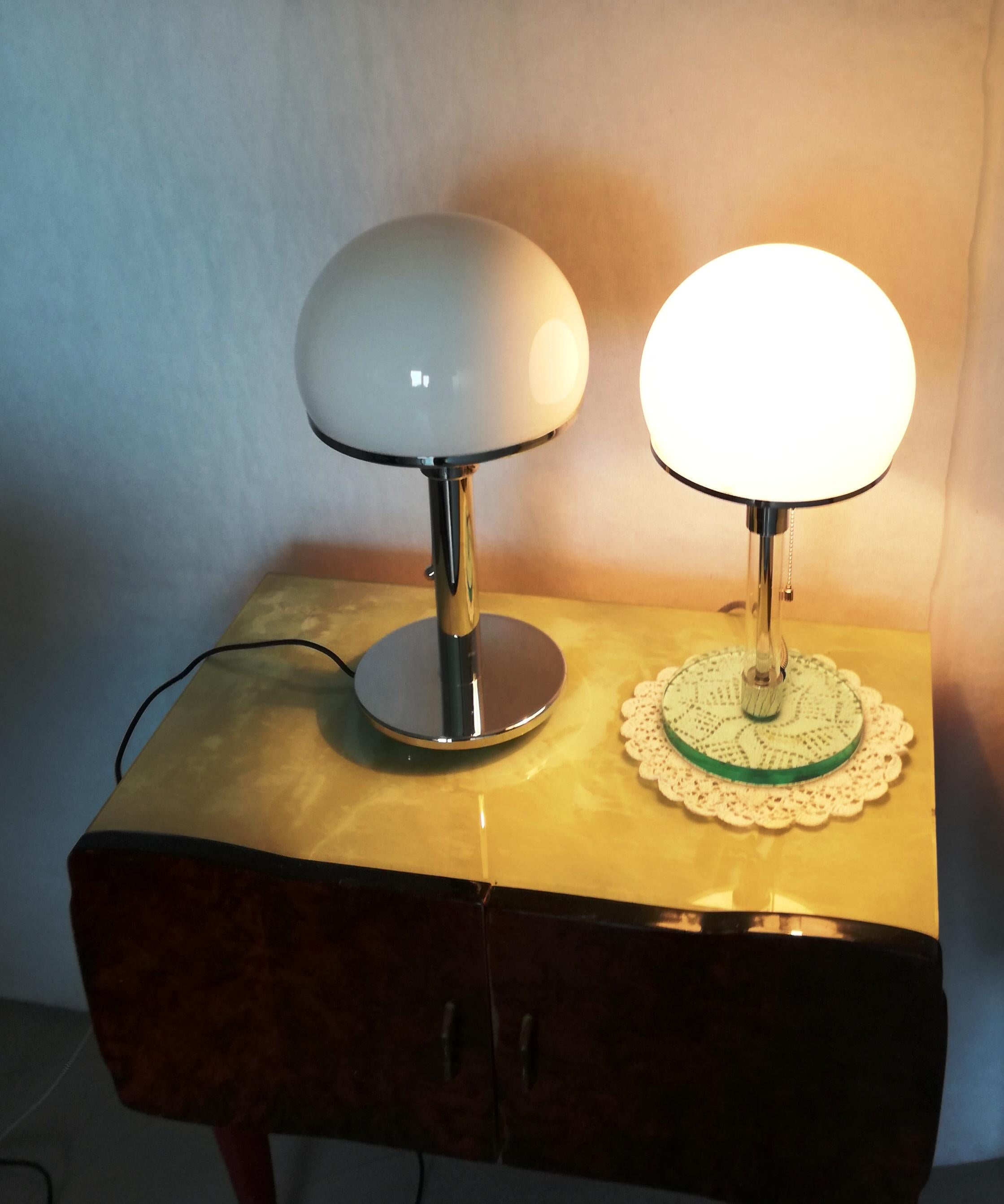 European bauhaus style lamp pair. For Sale