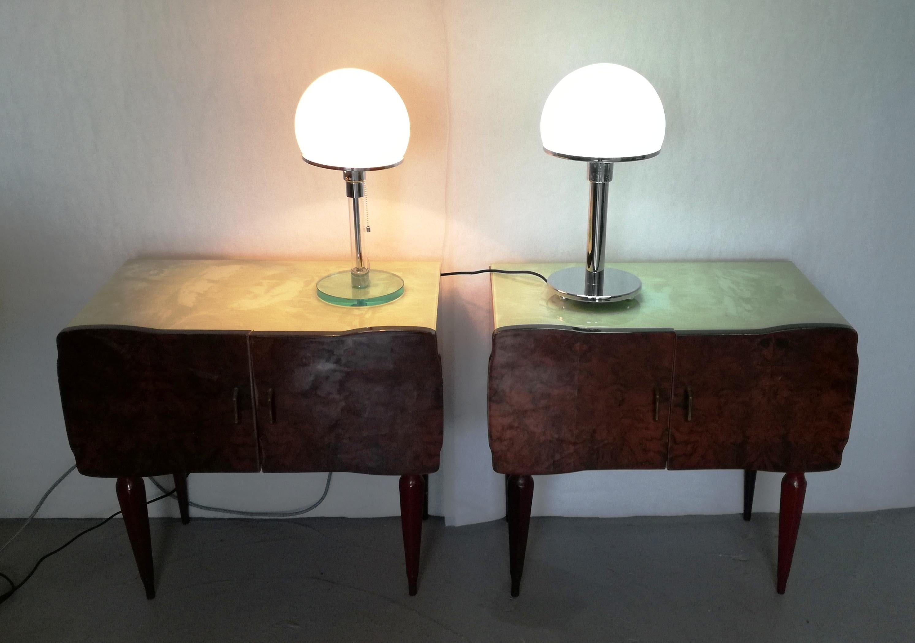 Metal bauhaus style lamp pair. For Sale