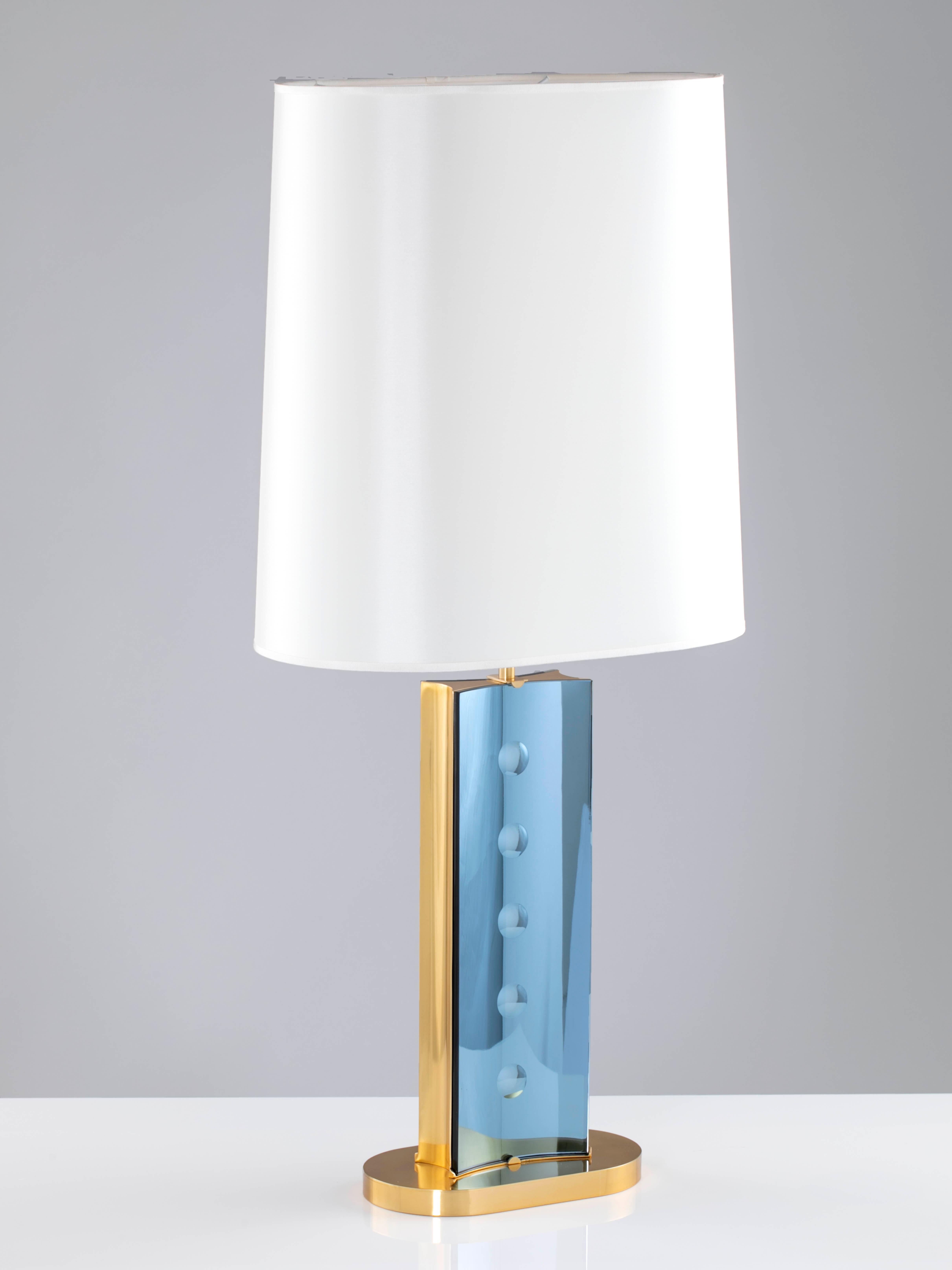 Paar blaue TEGOLINE-Lampen (Graviert) im Angebot