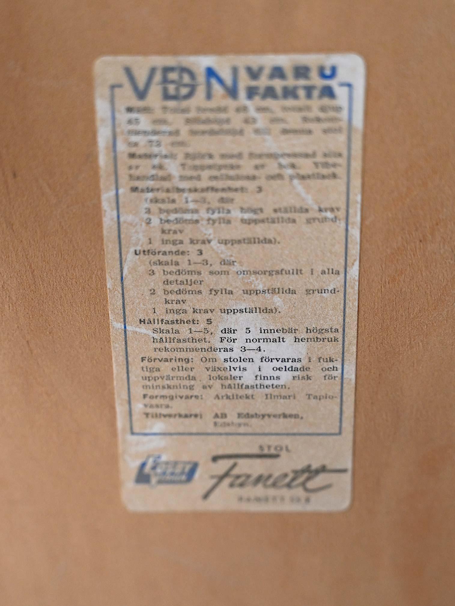 Faggio Coppia originale di sedie Fanett anni ’50 in vendita