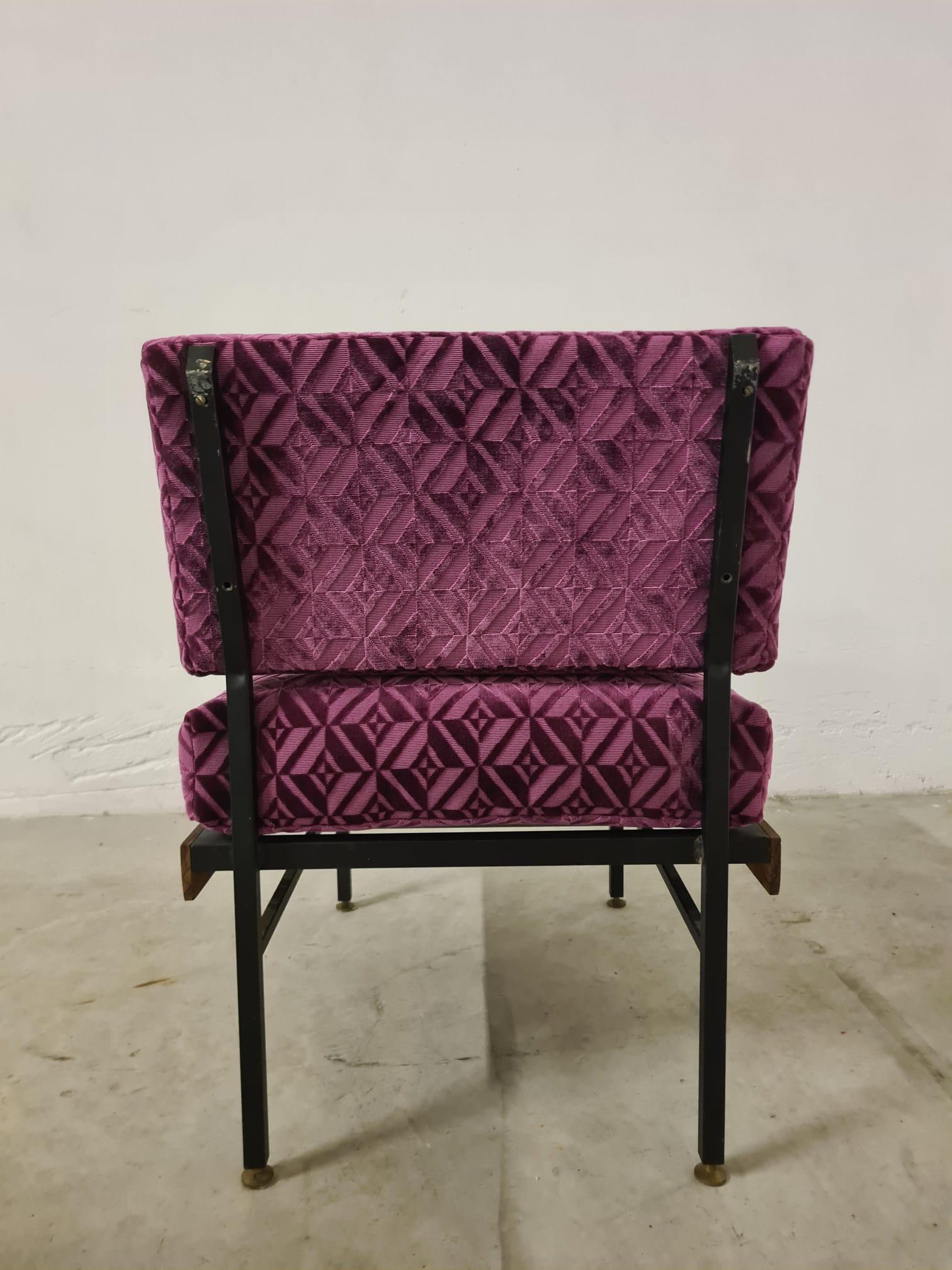 Coppia poltroncine anni 60 in metallo legno e velluto In condizioni buone in vendita a Torino, IT