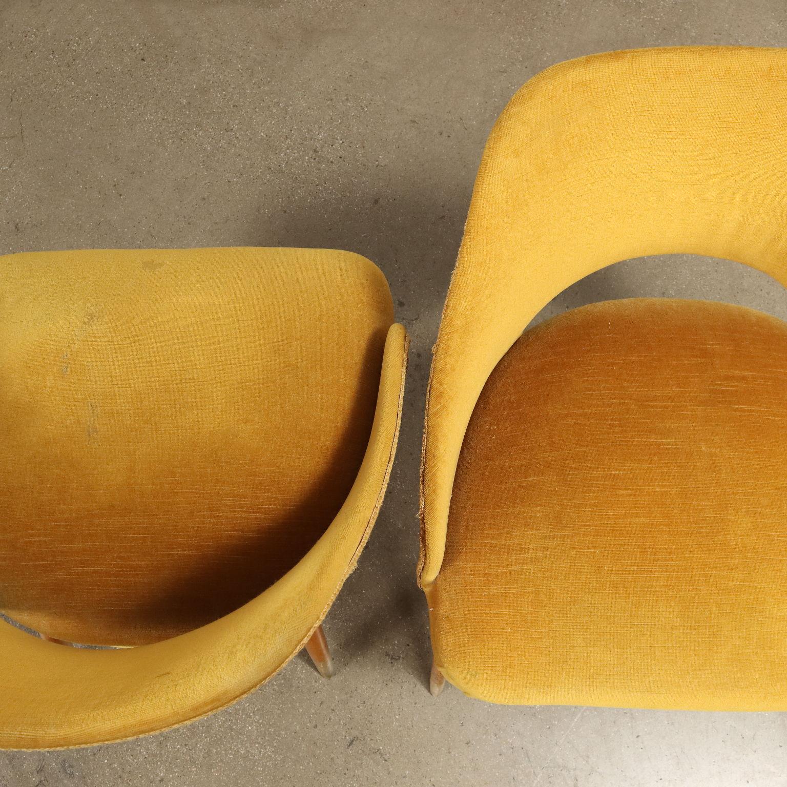 Mid-Century Modern Paire de fauteuils ocre des années 50-60 en vente
