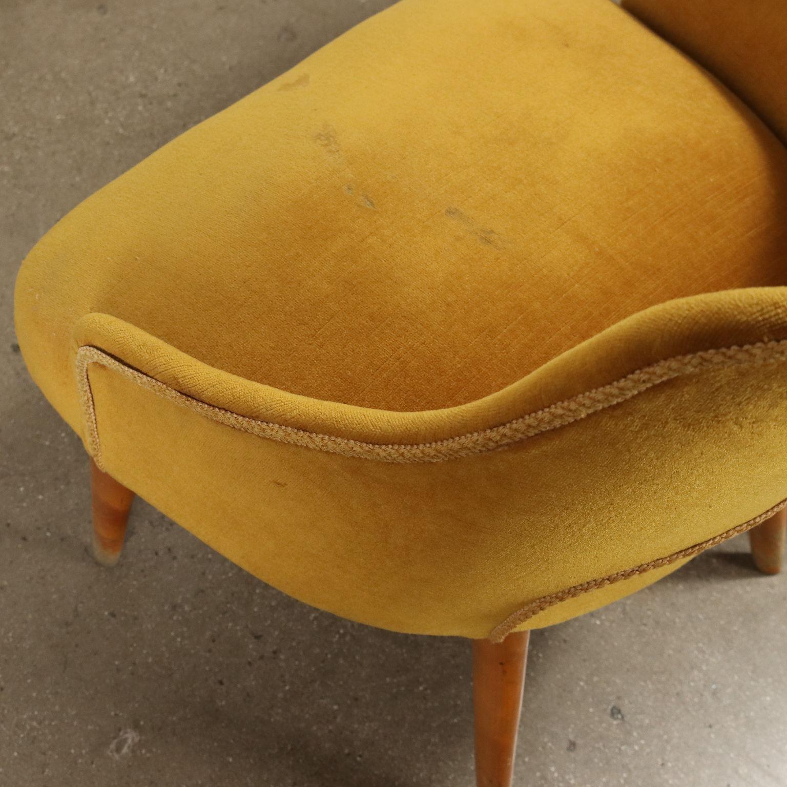 Milieu du XXe siècle Paire de fauteuils ocre des années 50-60 en vente