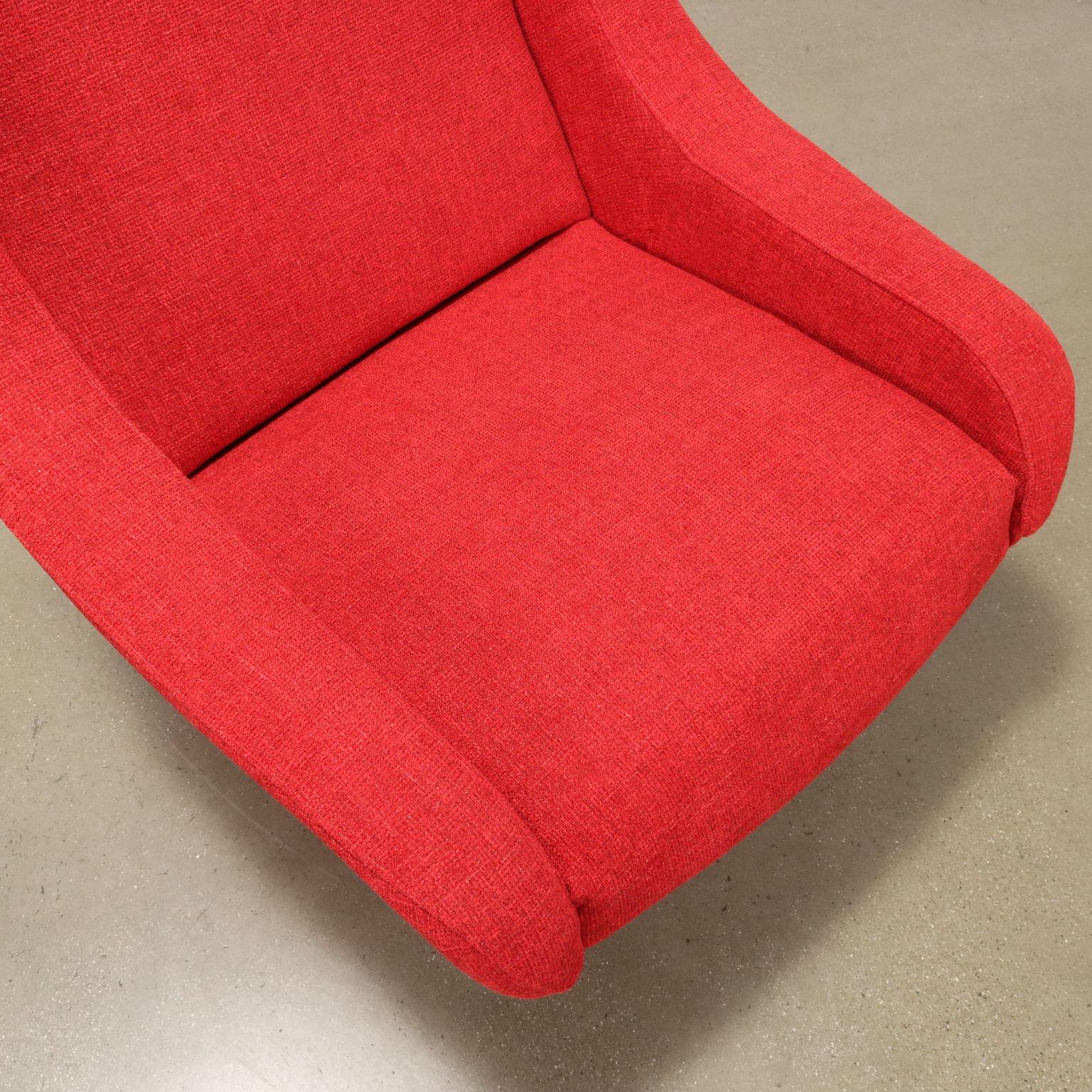 Aluminum Coppia Poltrone Anni 60 in tessuto rosso For Sale