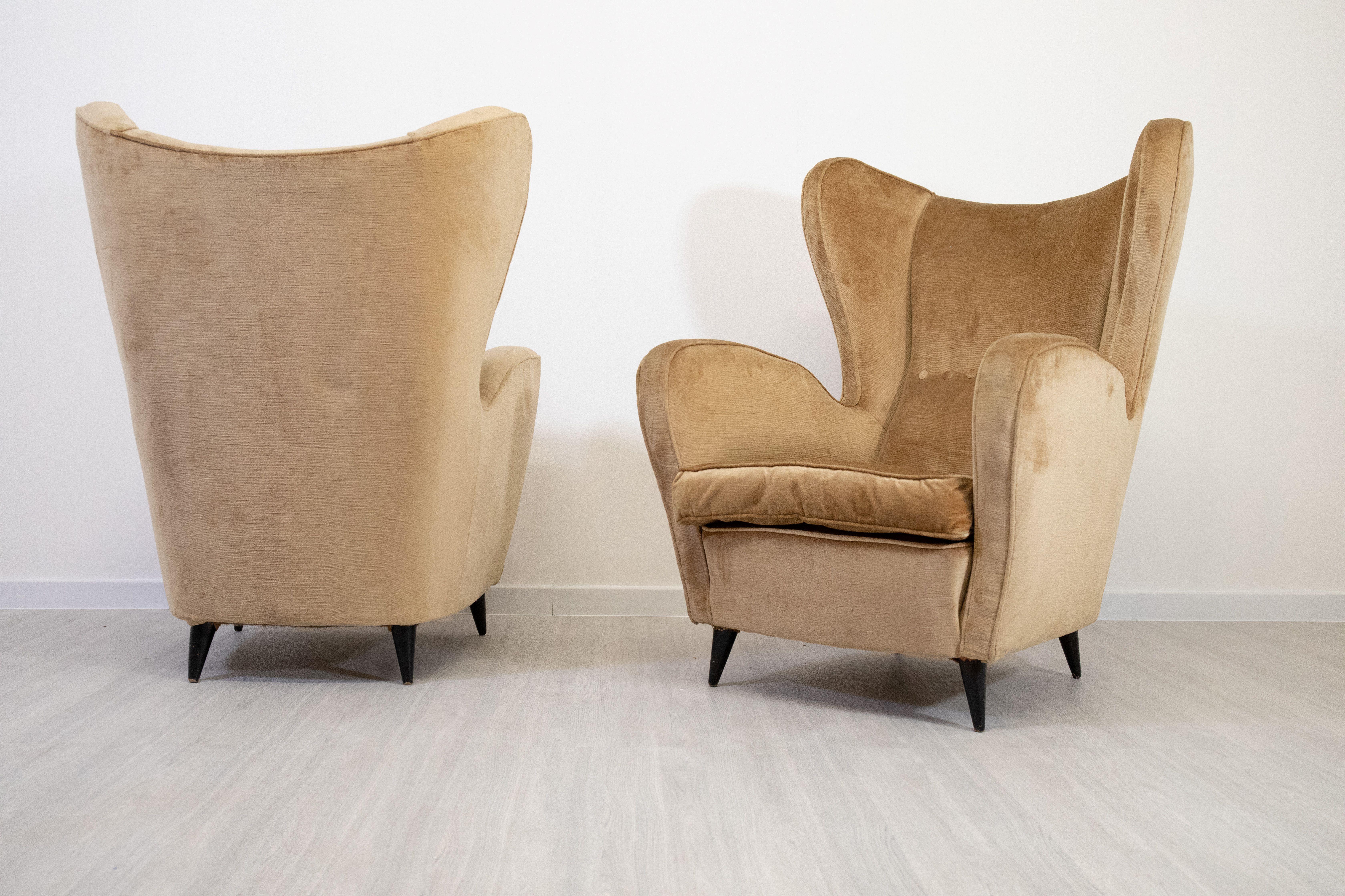 Pareja de sillones Bergere, Italia, años 50 Mid-20th Century en venta