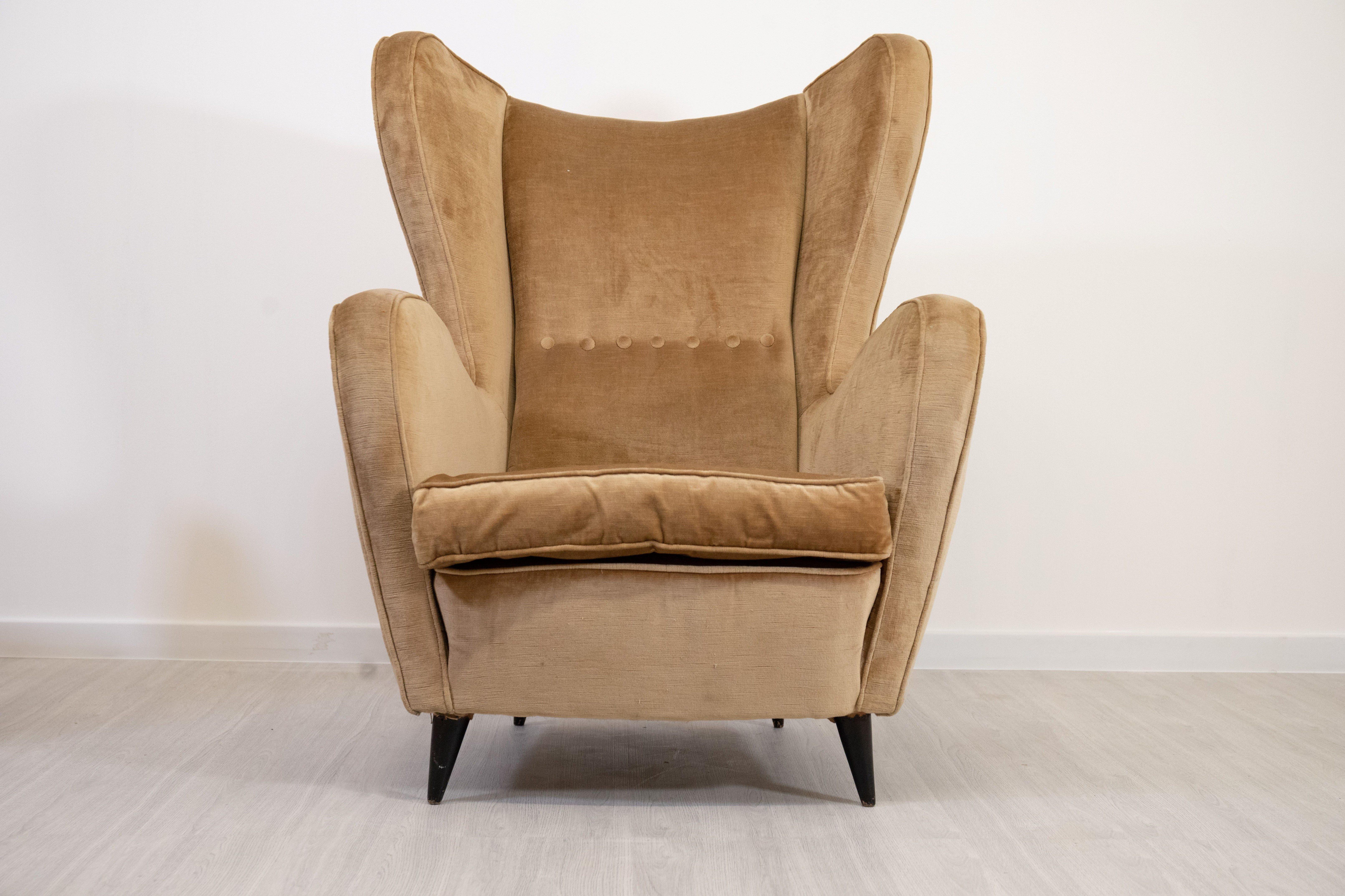 Pareja de sillones Bergere, Italia, años 50 Terciopelo en venta