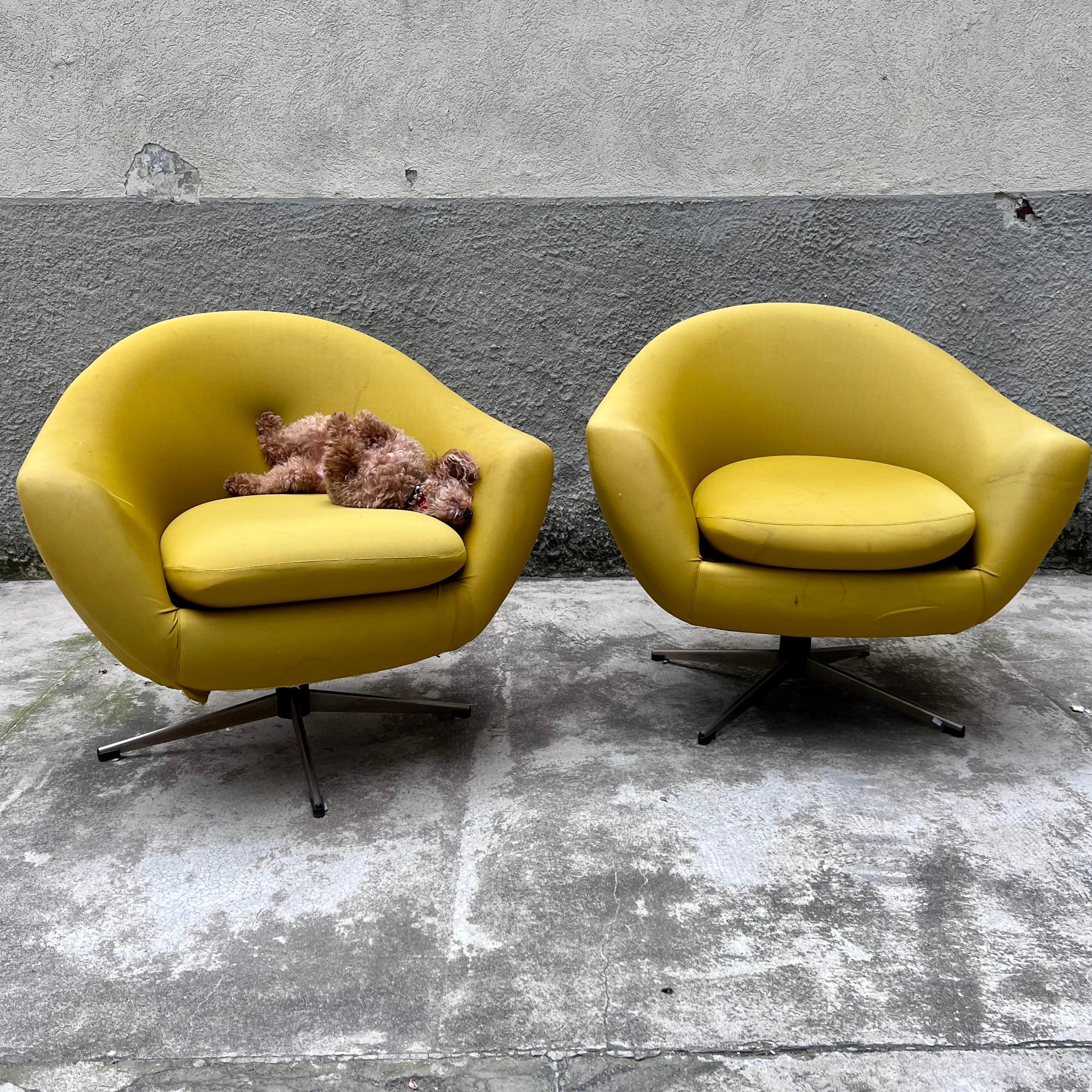 Mid-Century Modern Coppia Poltrone Girevoli di Eric Carl Klote pour Overman MFG - Svezia - Anni '60 en vente