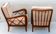 Pair of velvet armchairs in the style of Paolo Buffa, 1940s