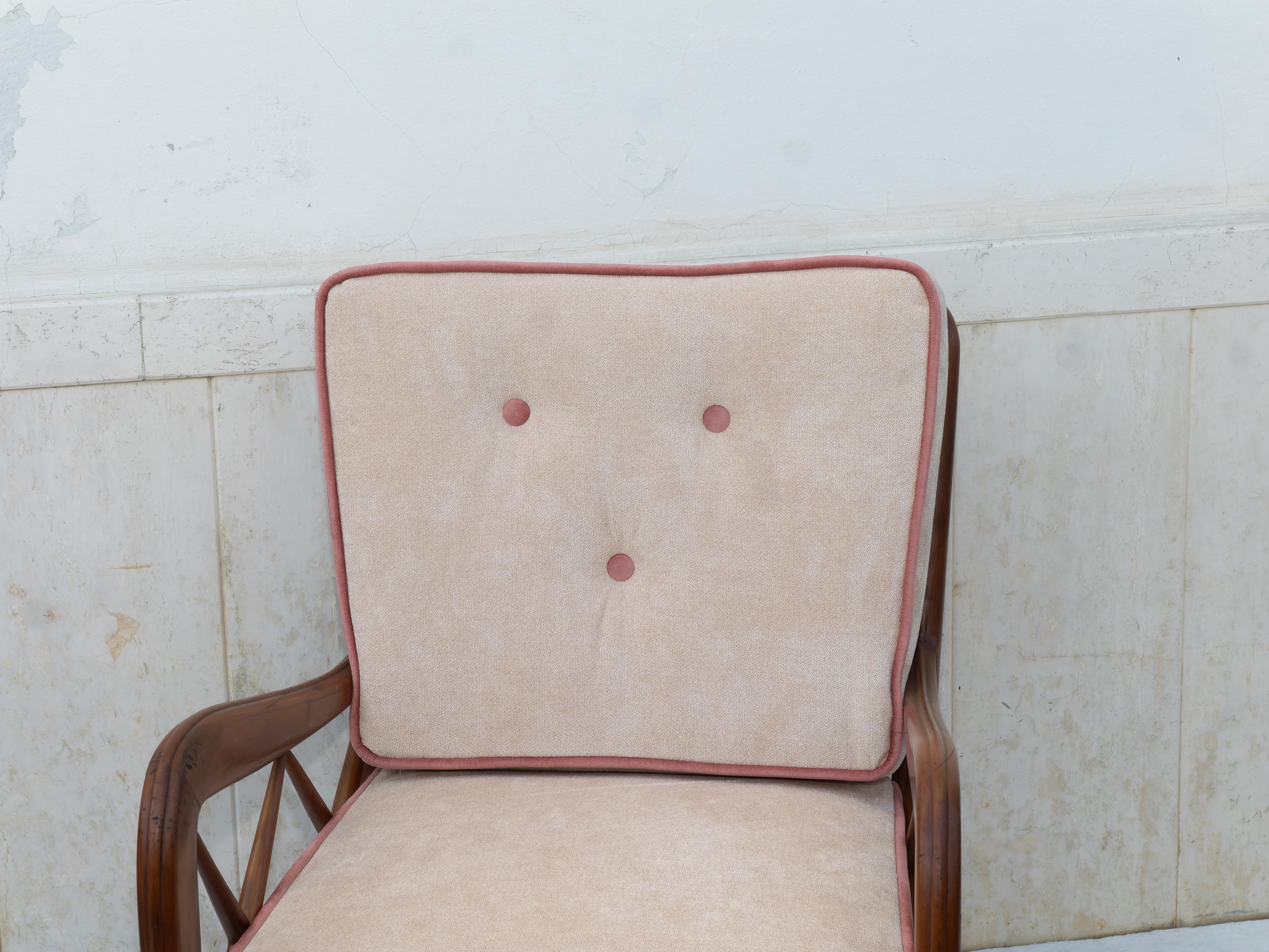 Pareja de sillones de terciopelo al estilo de Paolo Buffa, años 40 2