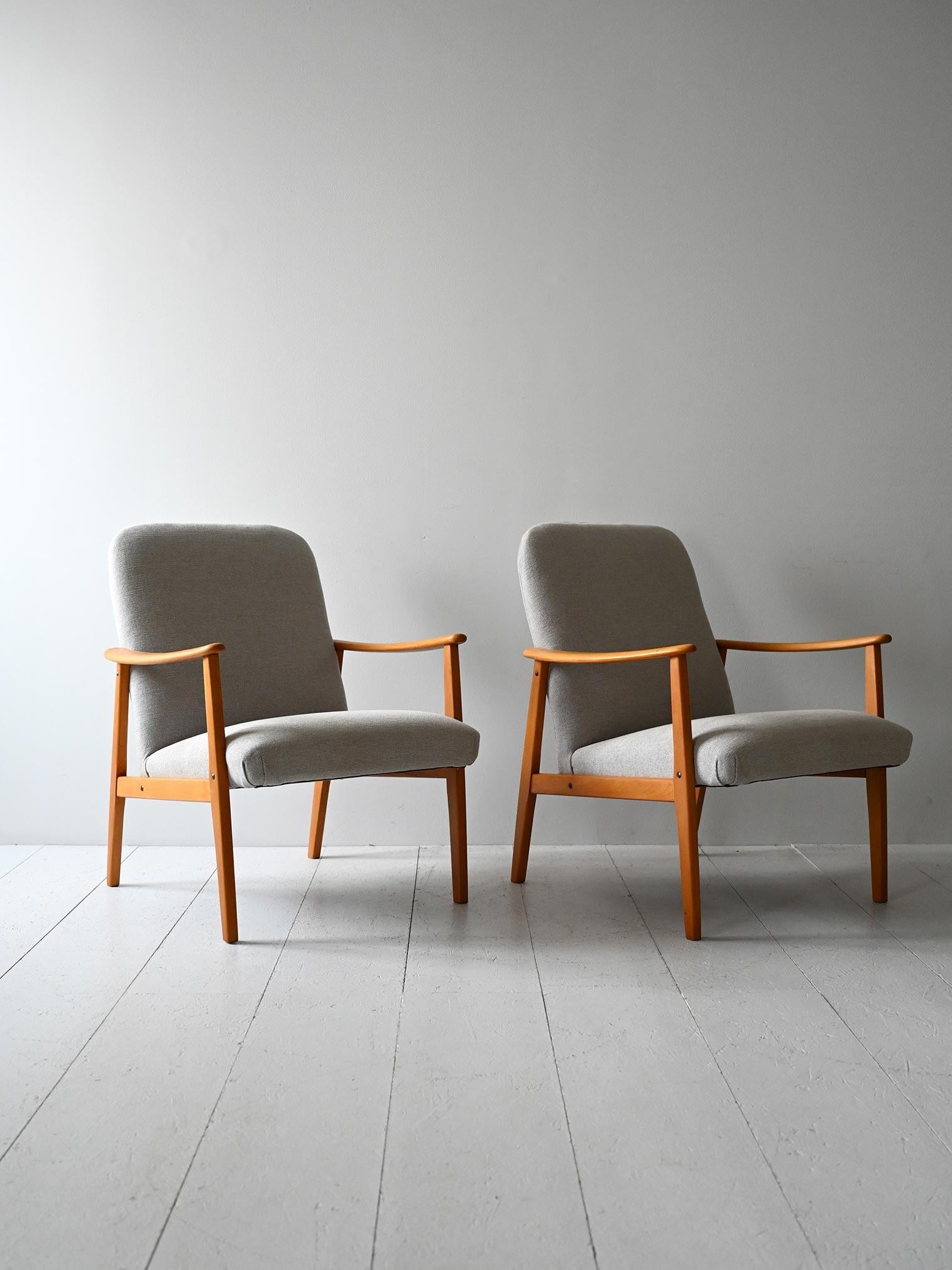 Scandinavo moderno Coppia poltrone scandinave mid-century in rovere in vendita