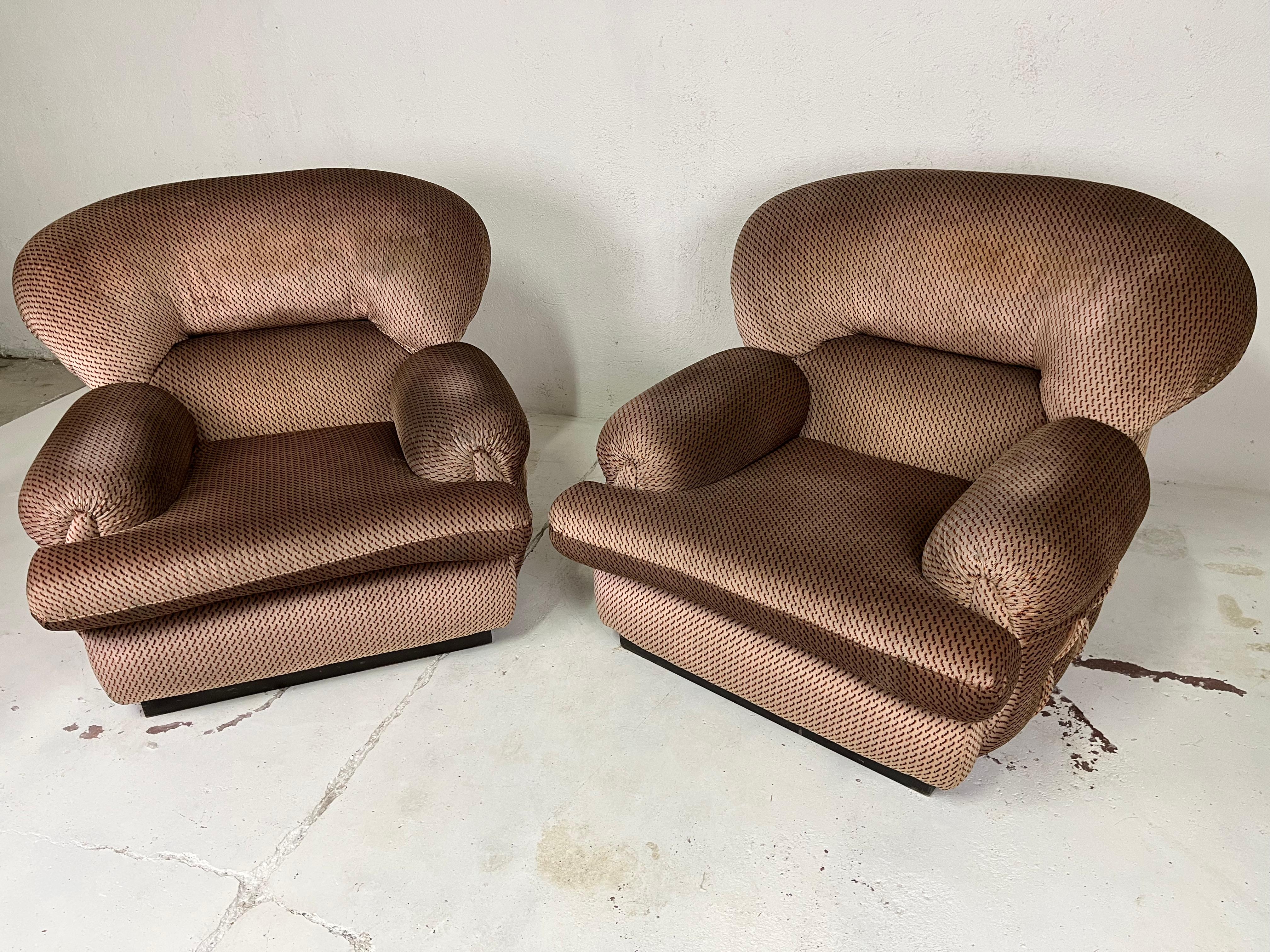 Mid-20th Century Pair of armchairs space age fabric 60s' For Sale