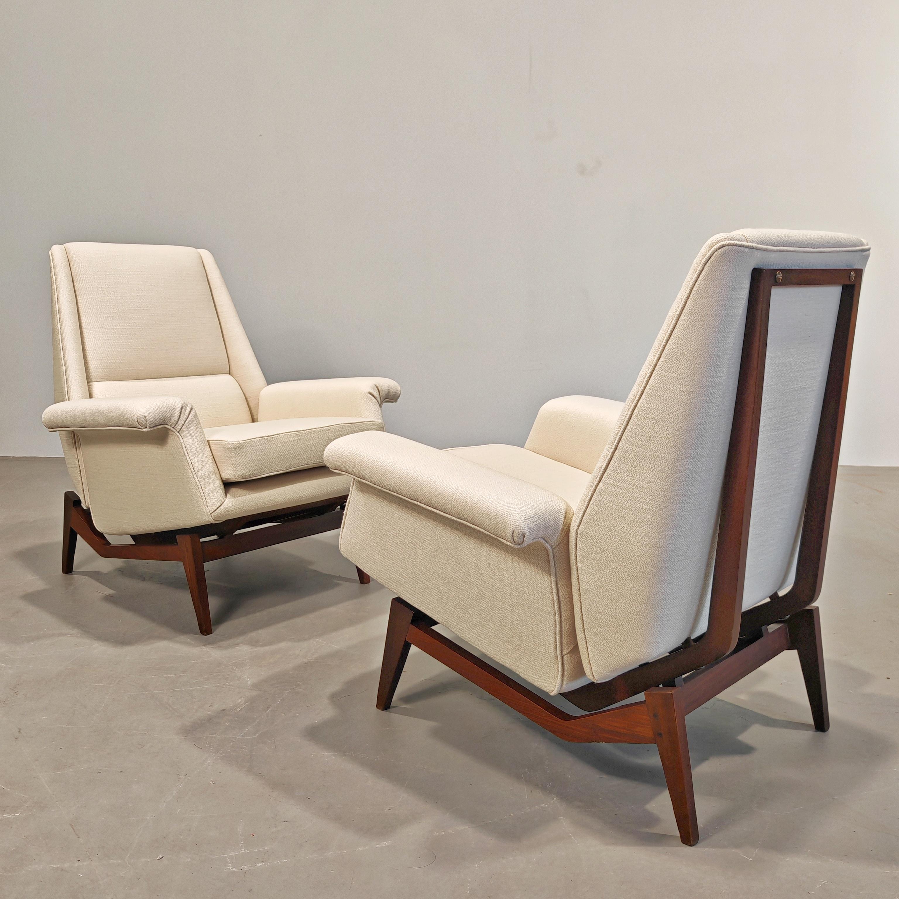 pair of scandinavian style armchairs Italian production 60s attribution  Dassi 3